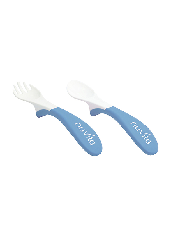 

Nuvita Set Easy Eating Plastic Spoon And Fork, Blue