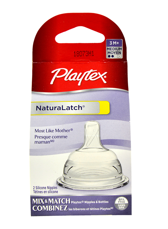 Playtex NaturaLatch Medium Flow Nipple, 2 Pieces, Clear