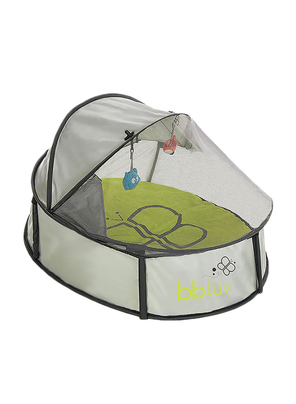 BBLuv Nindo Mini 2 in 1 Travel Bed & Play Tent, Green/Black