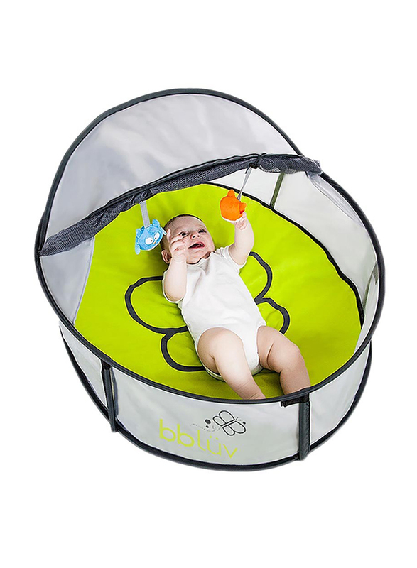 BBLuv Nindo Mini 2 in 1 Travel Bed & Play Tent, Green/Black