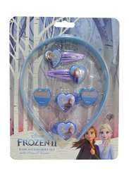 Disney Frozen II Headbands + Hair Clips + Elastics Set for Girls, 9-Pieces, Aqua/Blue/Purple