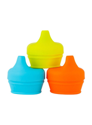 Boon Snug Spout Lids, for Boy, 3 Pieces, Blue/Yellow/Orange