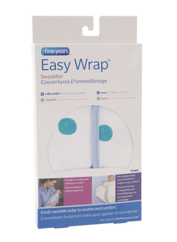 The First Year Cotton Easy Wrap Swaddler, 2-Pieces, Orange/Blue