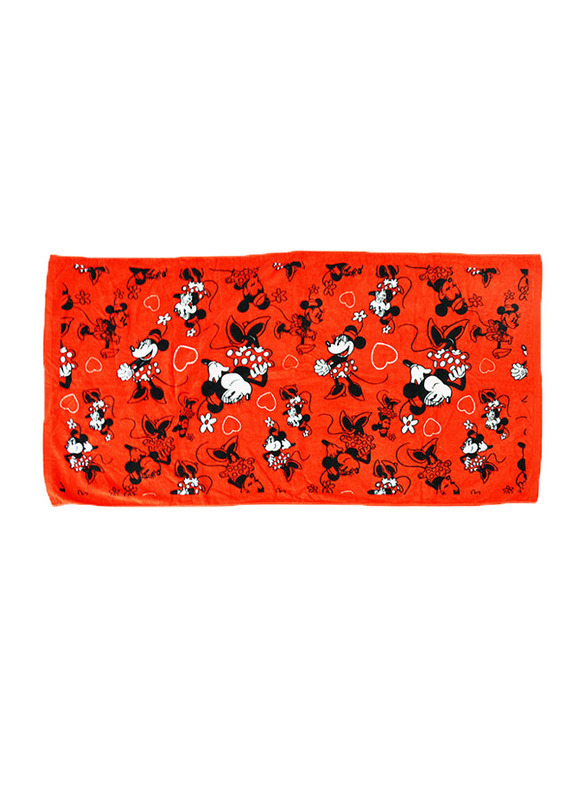 Disney Minnie Mouse Cotton Jacquard Towel for Girls, 60 x 120cm, Red/White/Black