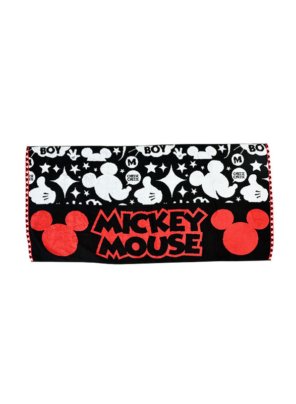 Disney Mickey Mouse Cotton Hand Towel for Boys, Black/White/Red