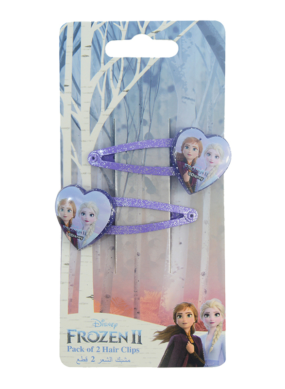 Disney Frozen II Hair Clips Set for Girls, 2-Pieces, Purple