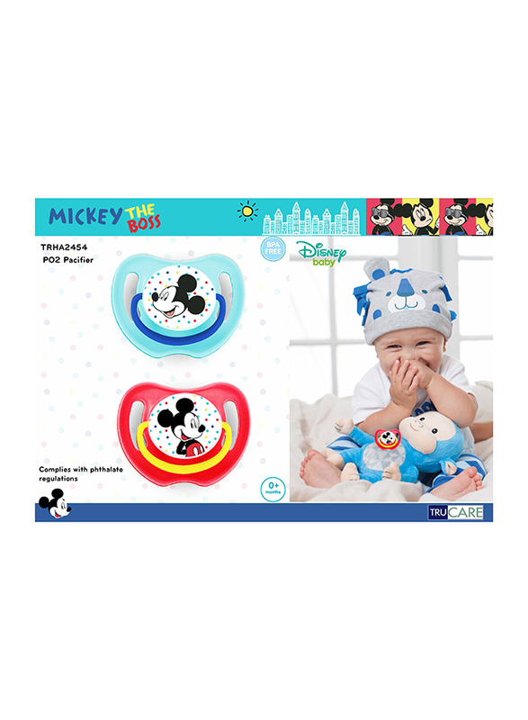 Disney Fun Style Baby Soother Pacifier, 0+ Months, 2 Pieces, Mickey Mouse, Multicolor
