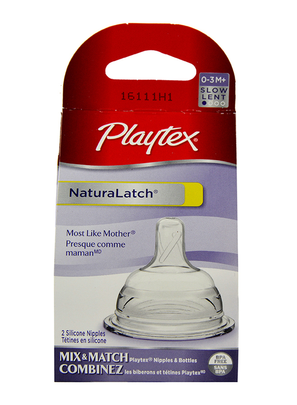 Playtex NaturaLatch Slow Flow Nipple, 2 Pieces, Clear