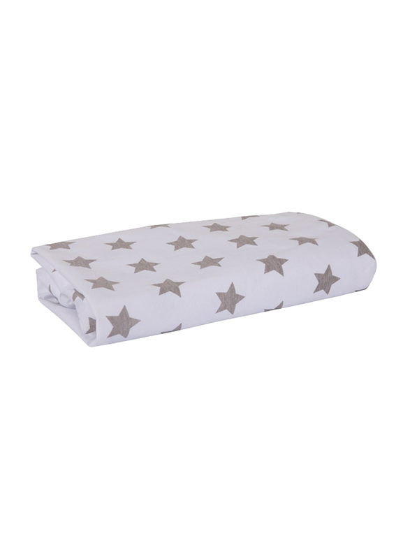 Playgro Home Fitted Cot Cotton Jersey Mattress Protector, Grey Stars