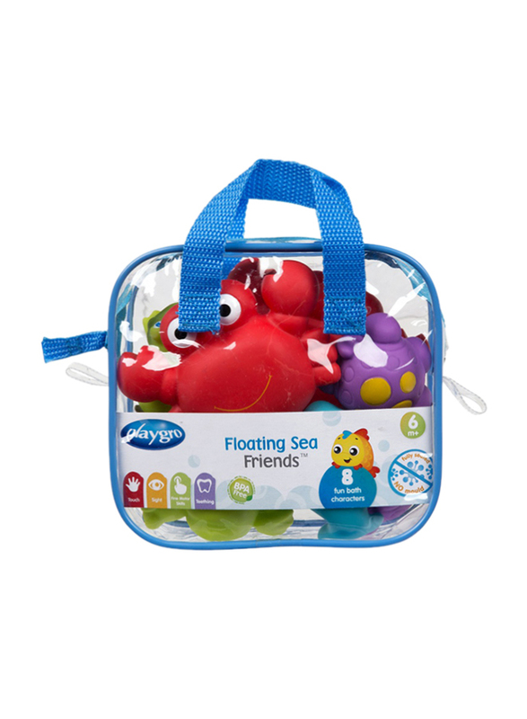 Playgro Fully Sealed Floating Sea Friends for Kids, Red/Purple/Green/Blue