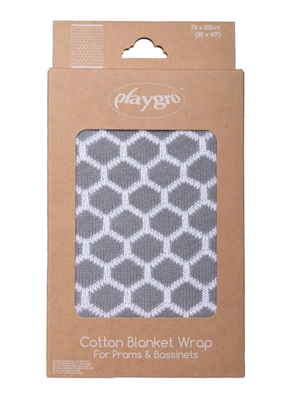 Playgro Wrap Cotton Honeycomb Blanket, Grey