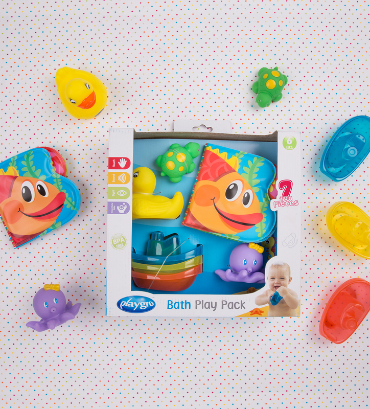 Playgro Bath Play Gift Pack for Kids, Blue/Yellow/Green/Purple/Orange
