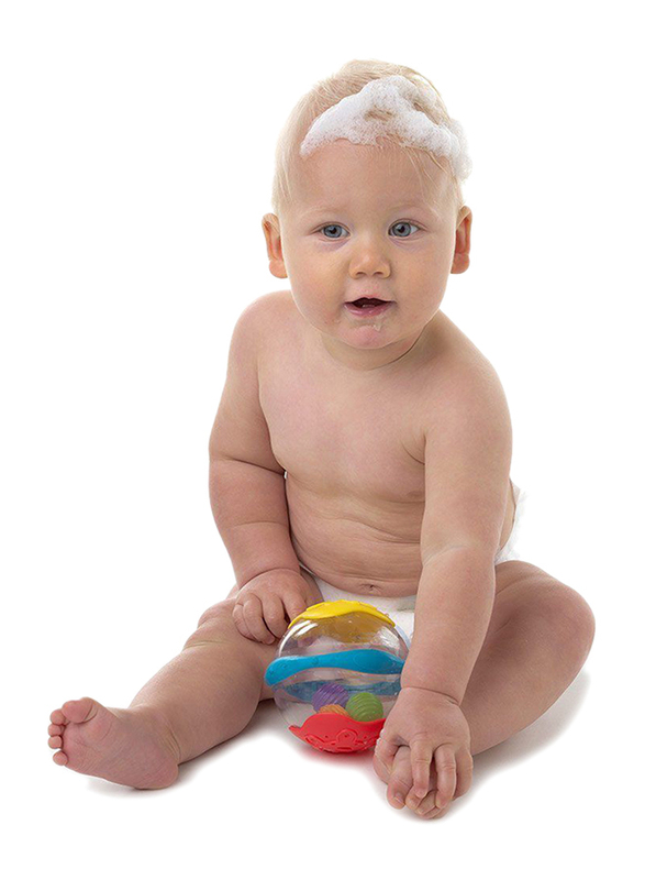 Playgro Floating Bath Ball Baby Toy for Babies, Yellow/White/Blue/Red