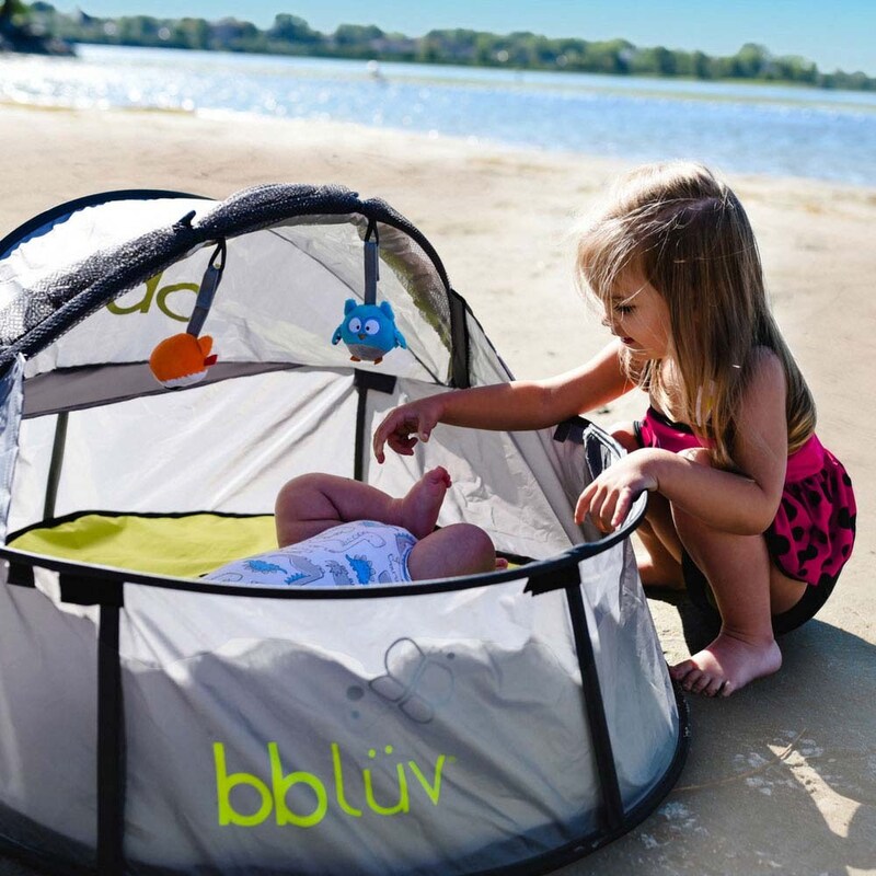 BBLuv Nindo Mini 2 in 1 Travel Bed & Play Tent, Green/Black