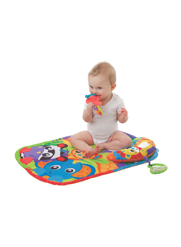 Playgro Zoo Play Time Tummy Time Mat and Pillow, Multicolour