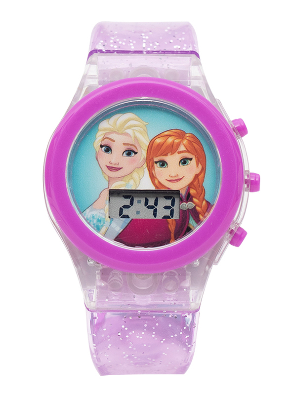 

Disney Frozen Digital Watch for Girls with PVC Band, LED Strap Light, SA7210DF, Clear-Purple