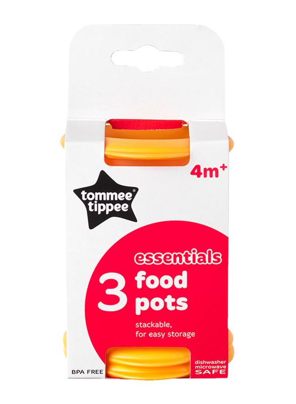 Tommee Tippee Essentials Food Pots 3-Pieces Unisex, Orange