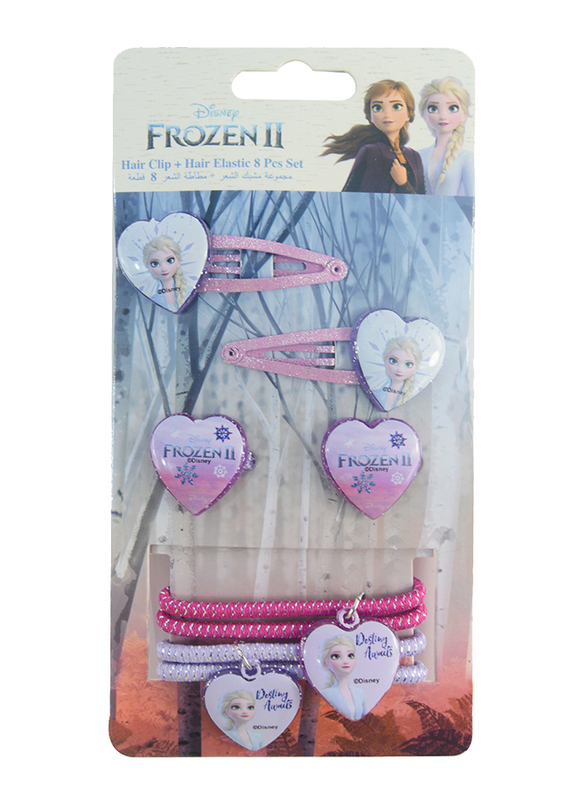 

Disney Frozen II Hair Clips and Elastics Set for Girls, 8-Pieces, Pink/Lavender