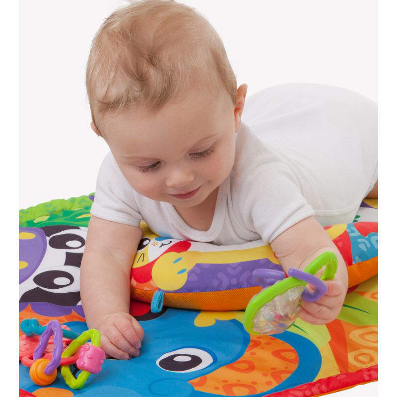Playgro Zoo Play Time Tummy Time Mat and Pillow, Multicolour