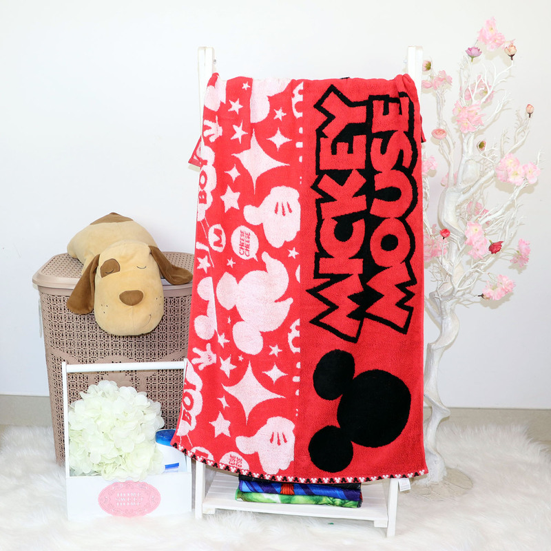 Disney Mickey Mouse Cotton Jacquard Towel for Boys, 60 x 120cm, Red