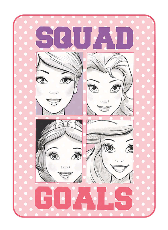 

Disney Disney Princess Squad Goals Kids Light Weight Flannel Blanket, 160 x 220cm, Light Pink