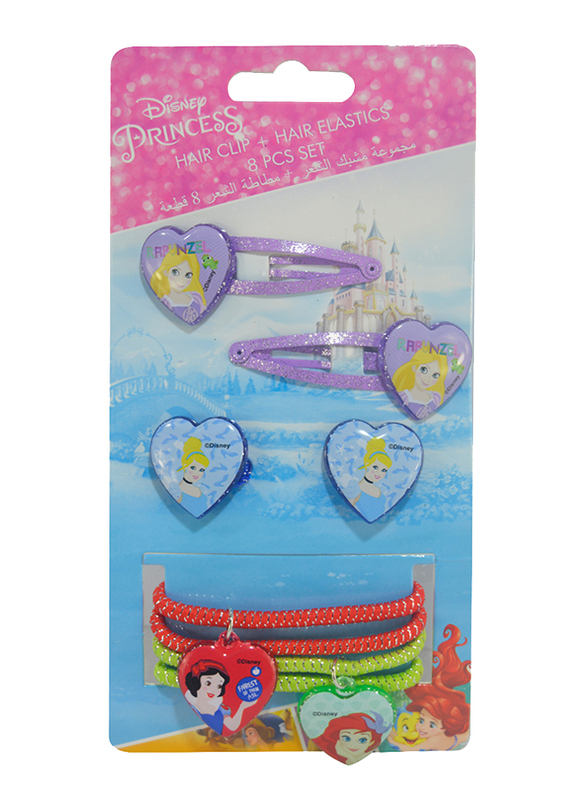 

Disney Princess Hair Clips and Elastics Set for Girls, 8-Pieces, Multicolor