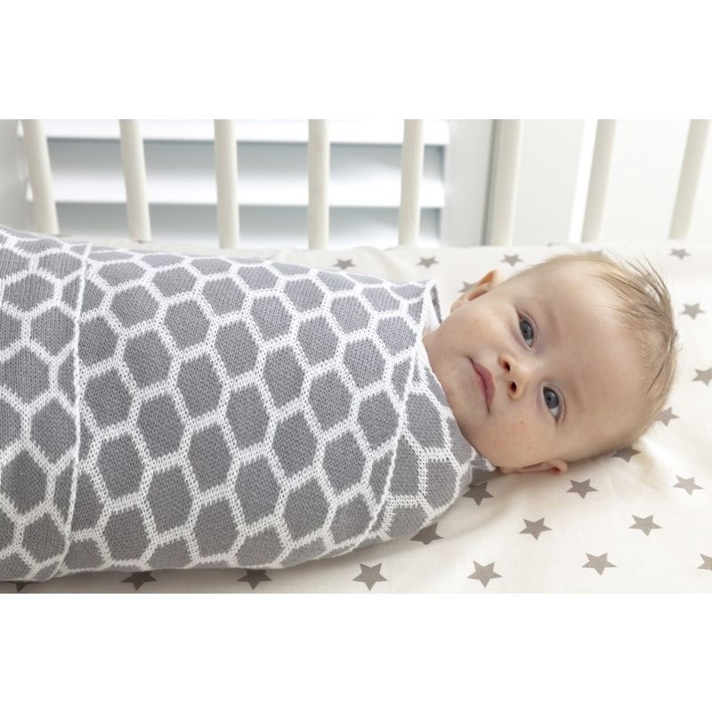 Playgro Wrap Cotton Honeycomb Blanket, Grey