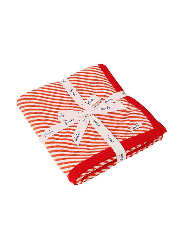 

Pluchi Stripes Knitted Kids Blanket, Red