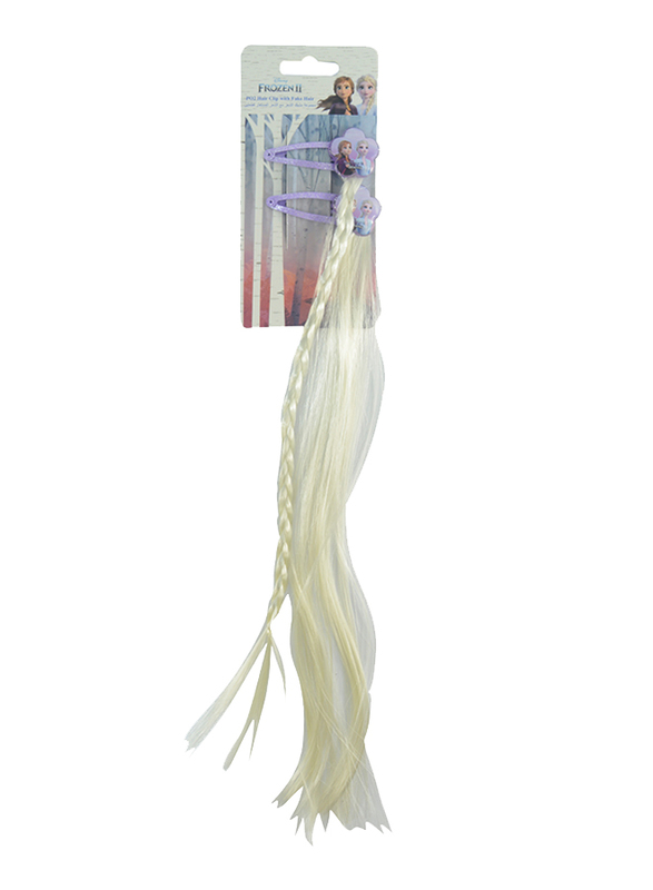

Disney Frozen II Hair Clip and Fake Hair for Girls, Off White/Lavender