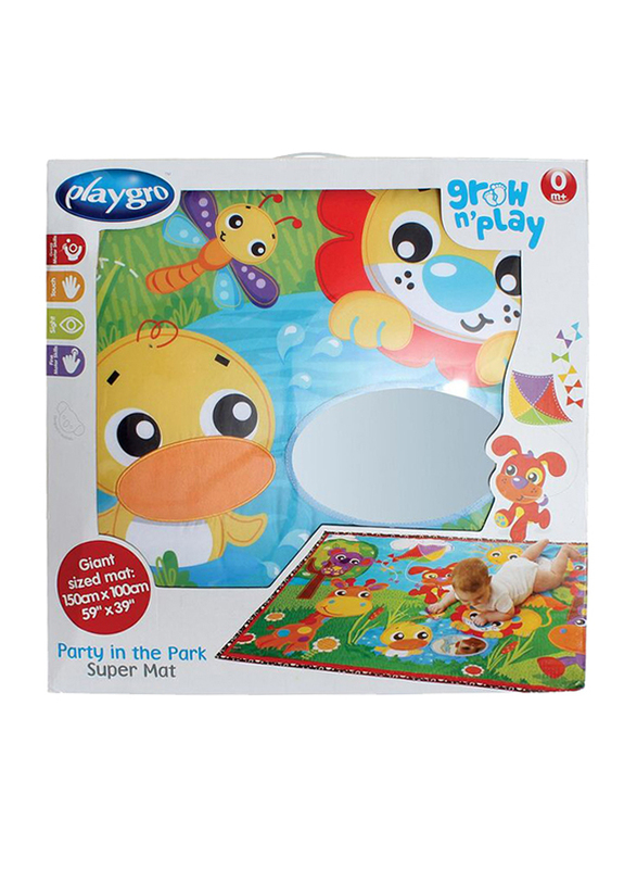 Playgro Party in the Park Super Mat, Green/Red/Yellow/Purple/Blue
