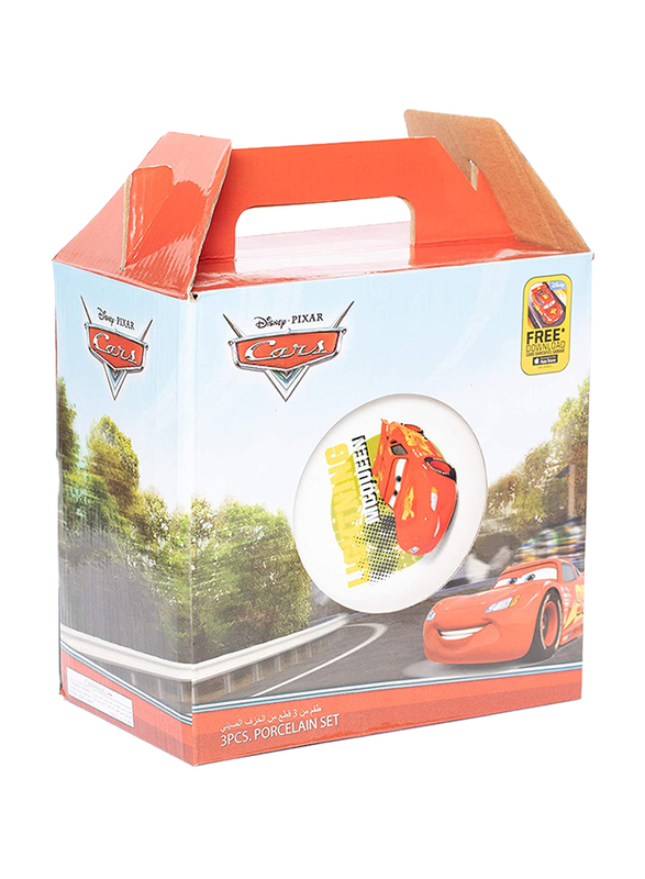 Disney Cars Ceramic Dinnerware Breakfast Set for Boys, 3 Pieces, Multicolor