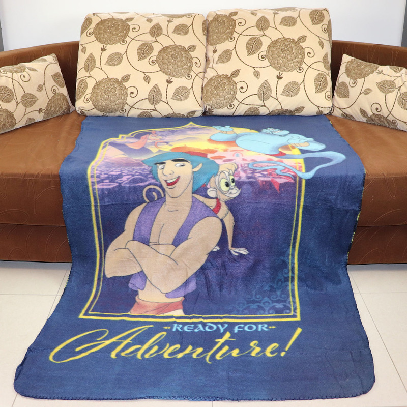 Disney Aladdin Polar Fleece Lightweight Warm Blanket, 100 x 150cm, Navy Blue
