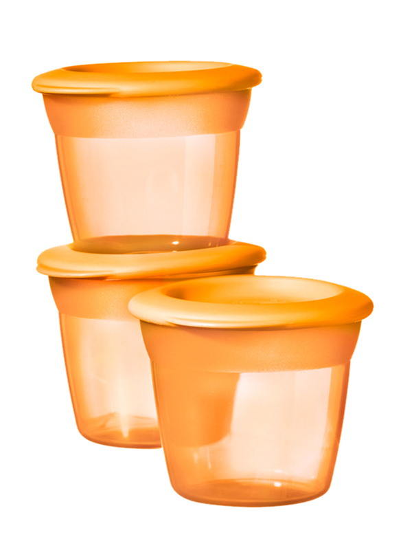 Tommee Tippee Essentials Food Pots 3-Pieces Unisex, Orange