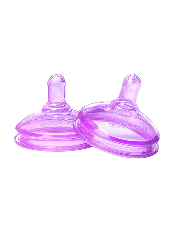 

The First Years Gumdrop Wide Neck Slow Flow Nipple, 2-Pieces, Purple