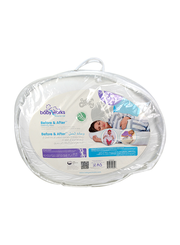 Babyworks Before & After Pregnancy Pillow, White