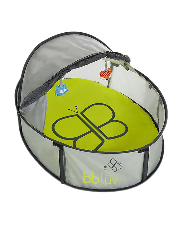 BBLuv Nindo Mini 2 in 1 Travel Bed & Play Tent, Green/Black