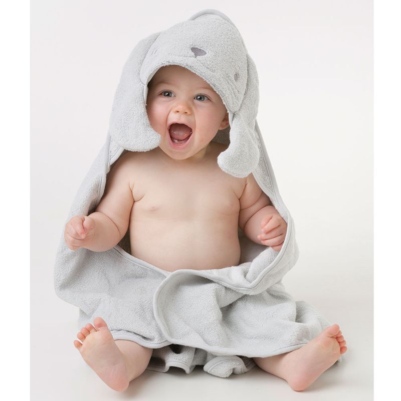 Playgro Home Bunny Hooded Towel for Kids, Grey
