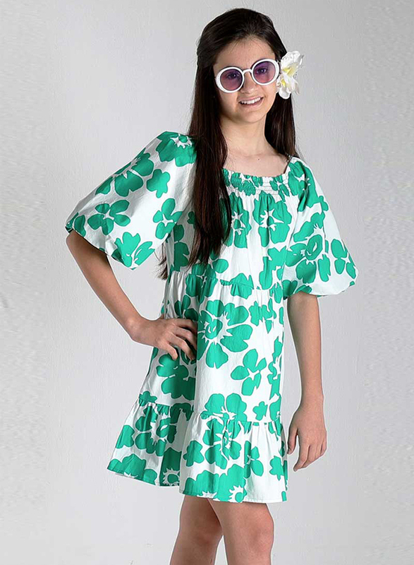 

Aiko Resort Wear Dress for Girls, 3-4 Years, Green/White