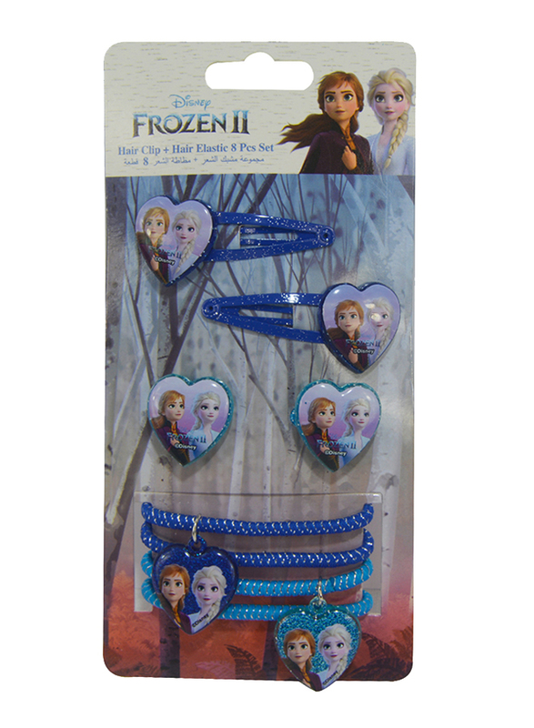 

Disney Frozen II Hair Clips and Elastics Set for Girls, 8-Pieces, Blue/Baby Blue