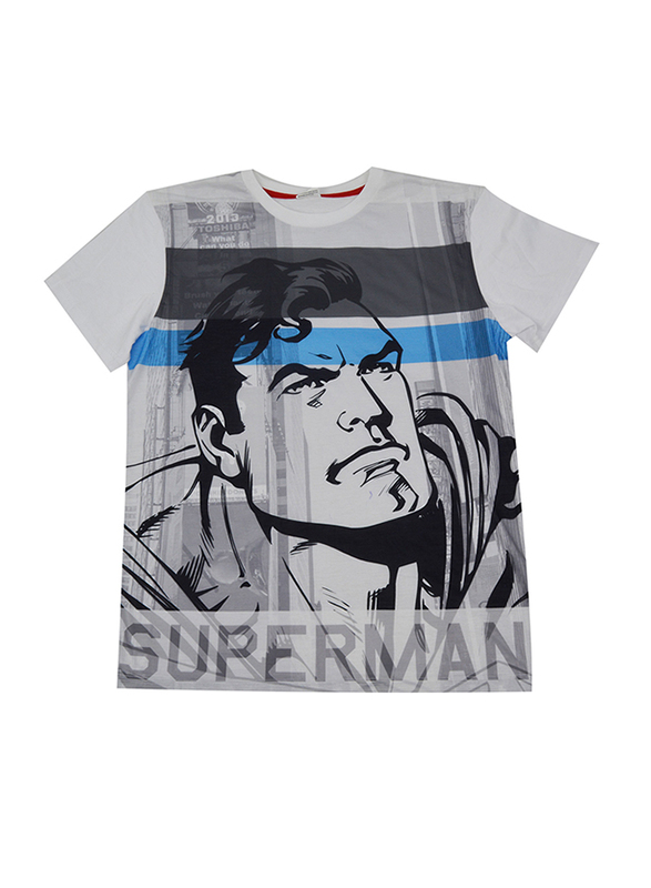 Lucas Warner Bros Superman Short Sleeve T-Shirt for Boys, Medium, Grey