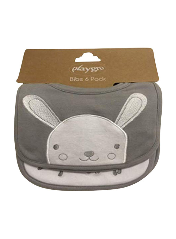 

Playgro Home Bunny Bibs, 6 Pieces, Grey