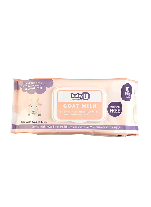 

Baby U 80 Pieces Goats Milk Wipes with Natural Aloe Scent