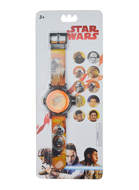 Lucas Star Wars Projector Watch for Boys, 3+ Years, One Size, Orange/Black