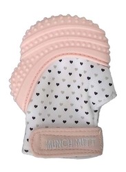 Munch Mitt Teething Mitten Hearts, Pastel Pink, Pink