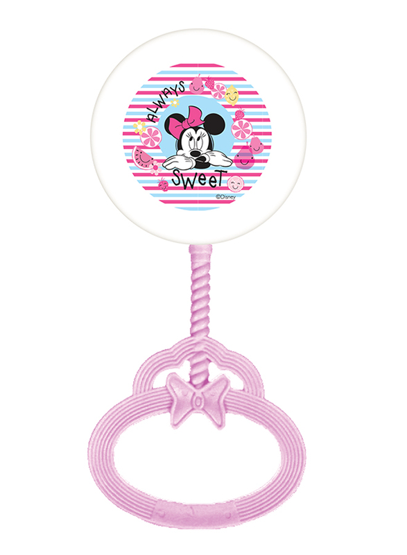 Disney Hand Development Rattle Bells Toys for Baby Girls, Newborn Infant, Minnie Mouse, Pink