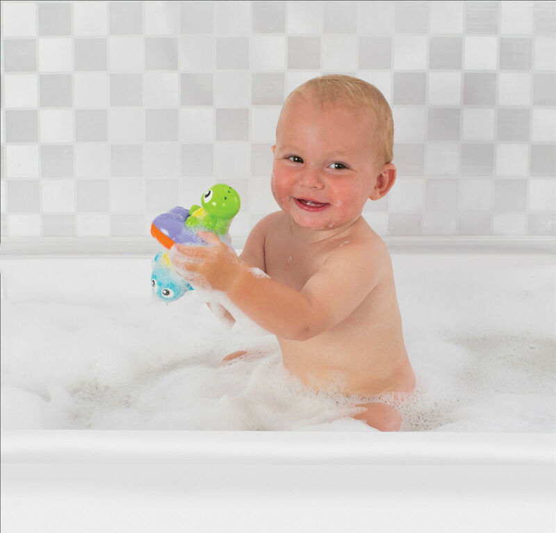 Playgro Flip and Switch Floating Friend Toy for Kids, Blue/Yellow/Green/Purple