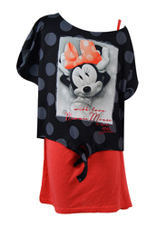 Disney Minnie Short Sleeve Top for Senior Girls, 8-9 Years, Black/Red