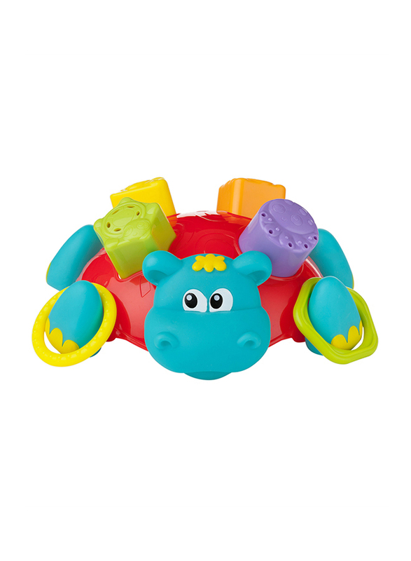 Playgro Sort N Stack Floating Hippo Bath Toy for Kids, Blue/Yellow/Green/Purple