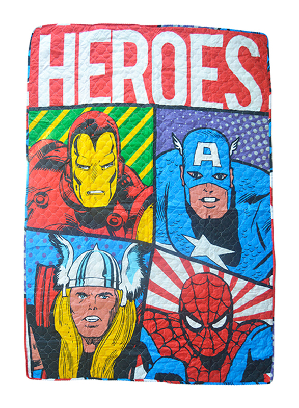 

Marvel Comics Heroes Quilted Bedspread Kids Bed Sheet, 160 x 220cm, Multicolour