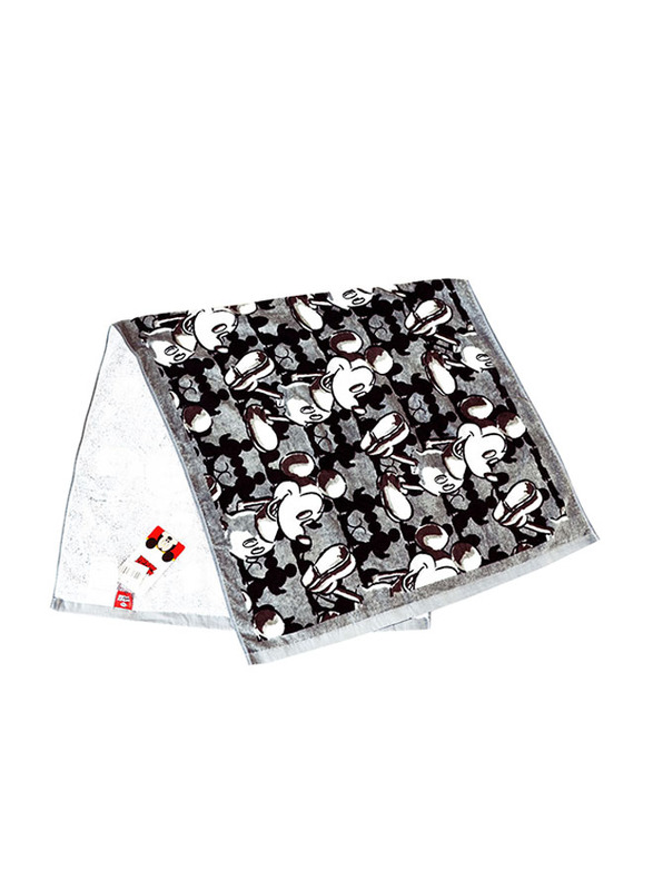 Disney Mickey Mouse Cotton Jacquard Towel for Boys, 60 x 120cm, Grey